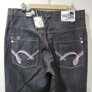 NWT Vintage 5ive Jungle Jeans Baggy Wide Leg Hip Hop Y2K Skater Punk 38x34